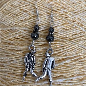 “Hangman” Hematite Earrings Silver